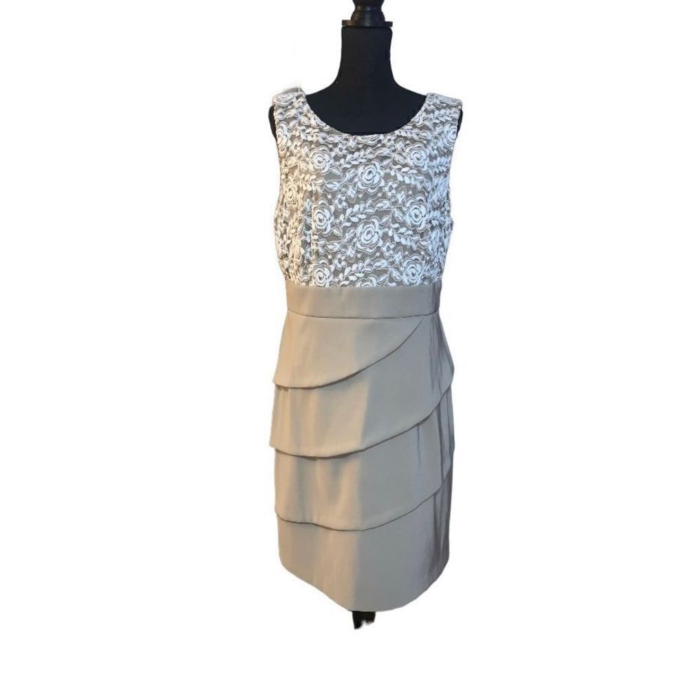 Connected Apparel Lace Tiered Sheath Dress